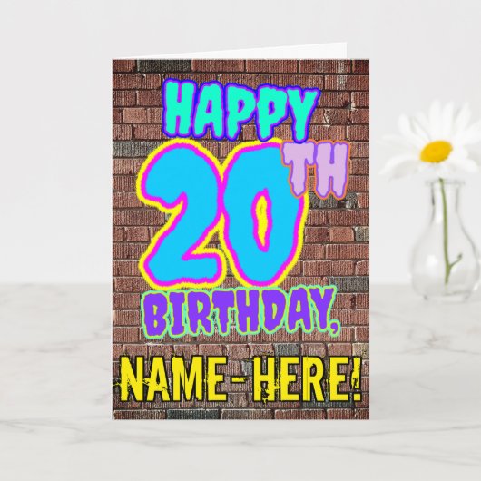 20. Geburtstag - Spaß, Urban Graffiti Inspiriert L Karte (Kleine Pflanze)