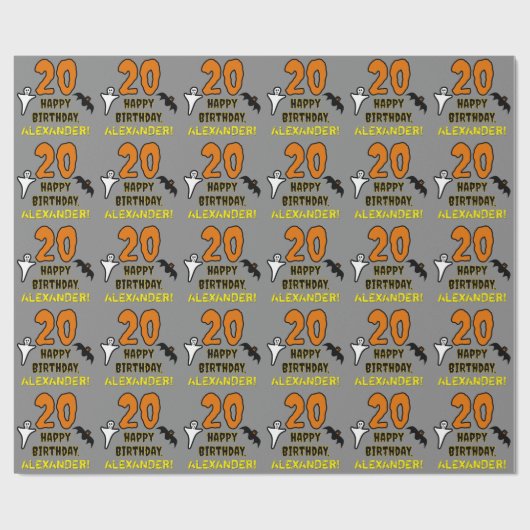 20. Geburtstag: Spooky Halloween Thema, Individuel Geschenkpapier (Flach)