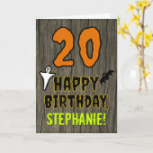 20. Geburtstag: Spooky Halloween Thema, Individuel Karte (Gelbe Blume)