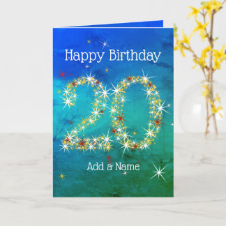 20. Geburtstag - Startnummern - Blau grün - Alter Karte