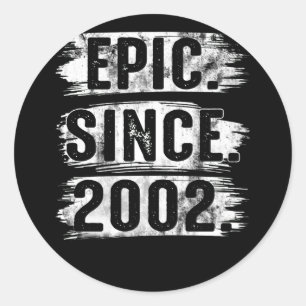 20. Geburtstag Vintag Epic Seit 2002 20 Jahre alt Runder Aufkleber