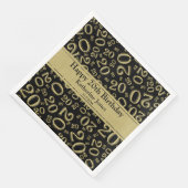 20. Geburtstag Zahlenmuster Gold/Schwarz Serviette (Ecke)