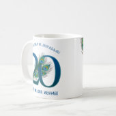 20. Geburtstags- oder Jubiläums-Pfauenfeder Kaffeetasse (Vorderseite Links)
