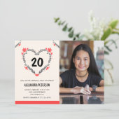 20. Geburtstagseinladungen für ihr Herz Einladung (Stehend Vorderseite)