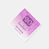 20. Geburtstagsfeier Funkelnder Rosa Glitter Serviette (Ecke)