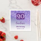 20. Geburtstagsfeier Funkelndes lila Glitter Serviette (Beispiel)