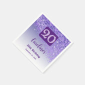 20. Geburtstagsfeier Funkelndes lila Glitter Serviette (Ecke)