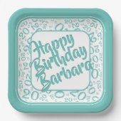 20. Geburtstagsfeiertag Muster Aquamarin Weiß Pappteller (Vorderseite)