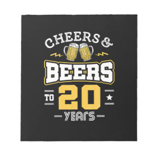 20. Geburtstagsjubiläum und Bier Geburtstag Notizblock