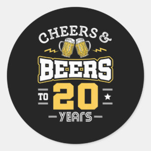 20. Geburtstagsjubiläum und Bier Geburtstag Runder Aufkleber