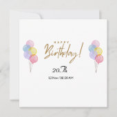 20. Geburtstagskarte Einladung (Vorderseite)
