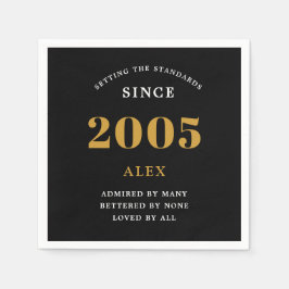 20. Geburtstagsname 2005 Black Gold Elegant Chic Serviette
