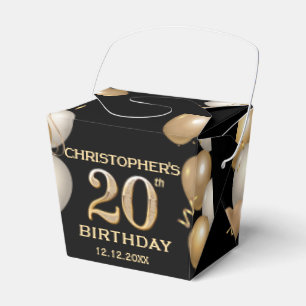20. Geburtstagsparty Black and Gold Ballons Geschenkschachtel