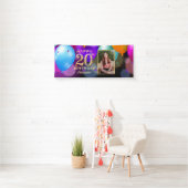 20. Geburtstagsparty Black and Gold Balloons Foto Banner (Insitu)