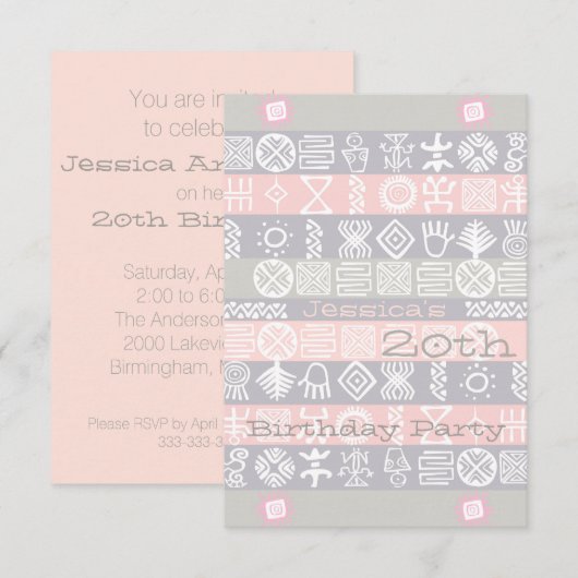 20. Geburtstagsparty Einladung (Vorne/Hinten)