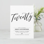 20. Geburtstagsparty Einladung (Stehend Vorderseite)
