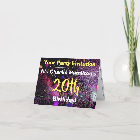 20. Geburtstagsparty Einladung (Vorderseite)