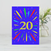 20. Geburtstagsparty Einladung Explosion (Stehend Vorderseite)