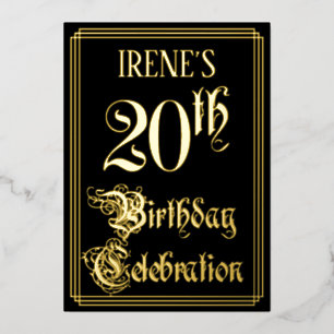 20. Geburtstagsparty - Extravagantes Drehbuch und Folieneinladung