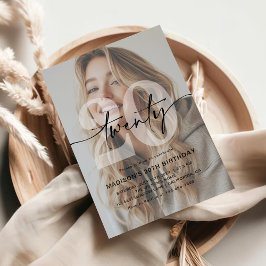 20. Geburtstagsparty im Minimalistischen Foto Einladung