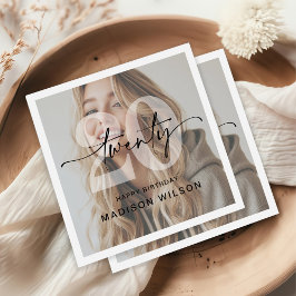 20. Geburtstagsparty im Minimalistischen Foto Serviette