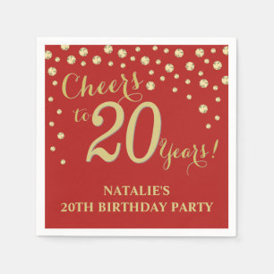 20. Geburtstagsparty Red und Gold Diamond Napkin Serviette
