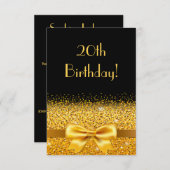 20. Geburtstagsparty schwarzer Goldbogen Einladung (Vorne/Hinten)