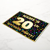 20. Geburtstagsparty — Spaß, buntes Sternenmuster Folieneinladung (Gedreht)