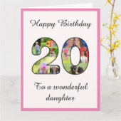 20. Geburtstagstochter Große Fotocollage Montage Karte (Gelbe Blume)