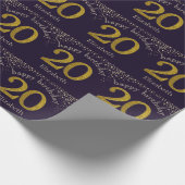 20 Glitzer Gold Birthday Wrapping Paper Geschenkpapier (Ecke)