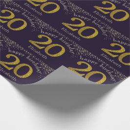 20 Glitzer Gold Birthday Wrapping Paper Geschenkpapier