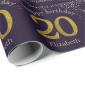 20 Glitzer Gold Birthday Wrapping Paper Geschenkpapier (Rolleneckpunkt)