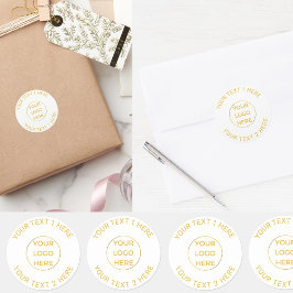 20 Gold Simple Company Logo hier | Elegant Minimal Runder Aufkleber