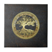 [20] Golden Celtic Tree of Life Fliese (Vorderseite)
