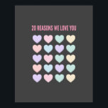 20 Gründe für die Liebe - 20. Geburtstagsgeschenk Poster<br><div class="desc">Wir Liebe Sie,  20. Valentingeschenke,  20. Geburtstagsgeschenke,  20. Geburtstagsgeschenke für Mädchen,  für Gal,  Schwester,  20. Geschenke,  20. Gästebuch,  20. Geburtstagsgeschenk für Eltern, Herz, 20 Gründe, 20 Herz, niedliche Herzen, Kerzen, Kinder, Kindergeburtstag</div>