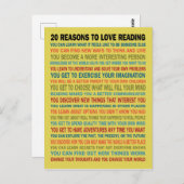 20 Gründe für die Liebe Bücher lesen Postkarte (Vorne/Hinten)