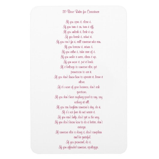 20 Grundregeln der Koexistenz Magnet (Vertikal)