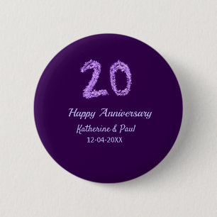 20. Happy Jubiläum Pärchenname Datum lila Button