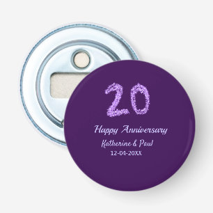 20. Happy Jubiläum Pärchenname Datum lila Flaschenöffner