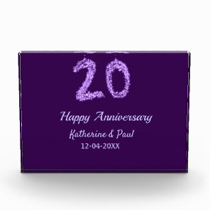 20. Happy Jubiläum Pärchenname Datum lila Fotoblock