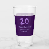 20. Happy Jubiläum Pärchenname Datum lila Glas (Rückseite)