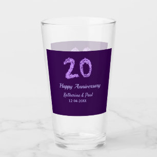 20. Happy Jubiläum Pärchenname Datum lila Glas
