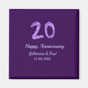 20. Happy Jubiläum Pärchenname Datum lila Magnet