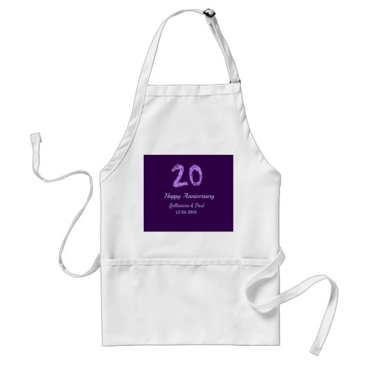 20. Happy Jubiläum Pärchenname Datum lila Schürze (Vorne)