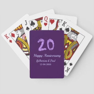 20. Happy Jubiläum Pärchenname Datum lila Spielkarten