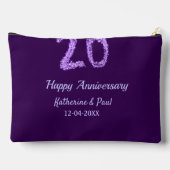 20. Happy Jubiläum Pärchenname Datum lila Zubehörtasche (Rückseite)