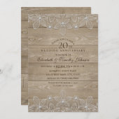 20. Hochzeit Jubiläum Rustikales Holz Vintage Spit Einladung (Vorne/Hinten)