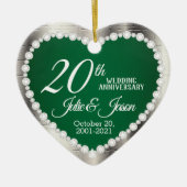 20. Hochzeit | Smaragd und Silber Keramik Ornament (Vorne)