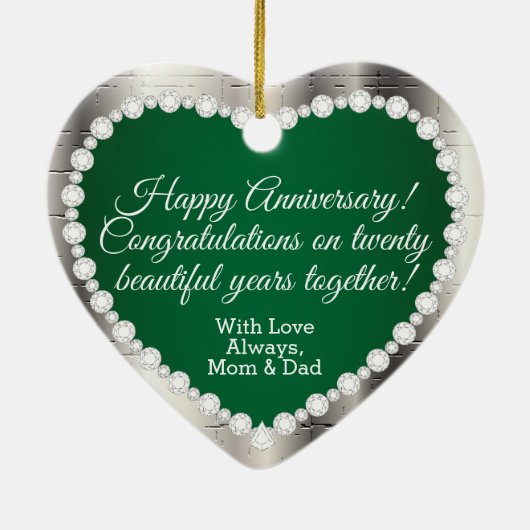 20. Hochzeit | Smaragd und Silber Keramik Ornament (Hinten)