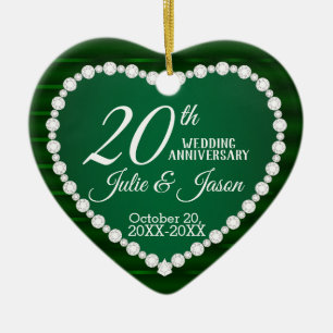 20. Hochzeit   Smaragd und Silber Keramik Ornament